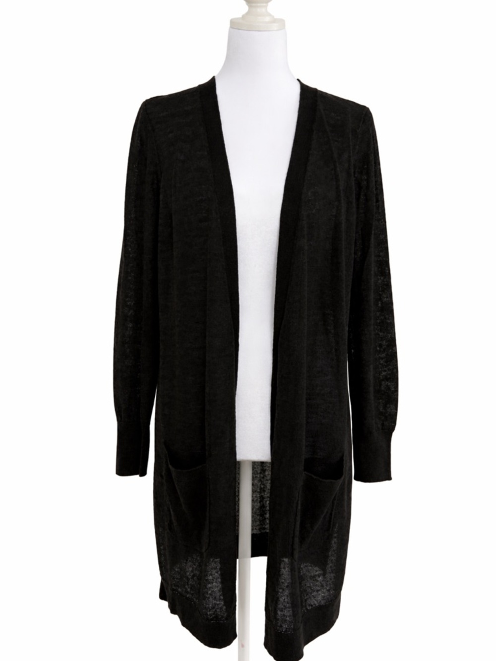 Halogen Black Open-Front Long Cardigan size M